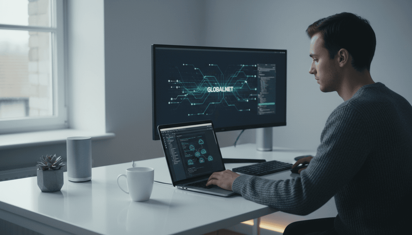 Professional at workspace managing cloud infrastructure